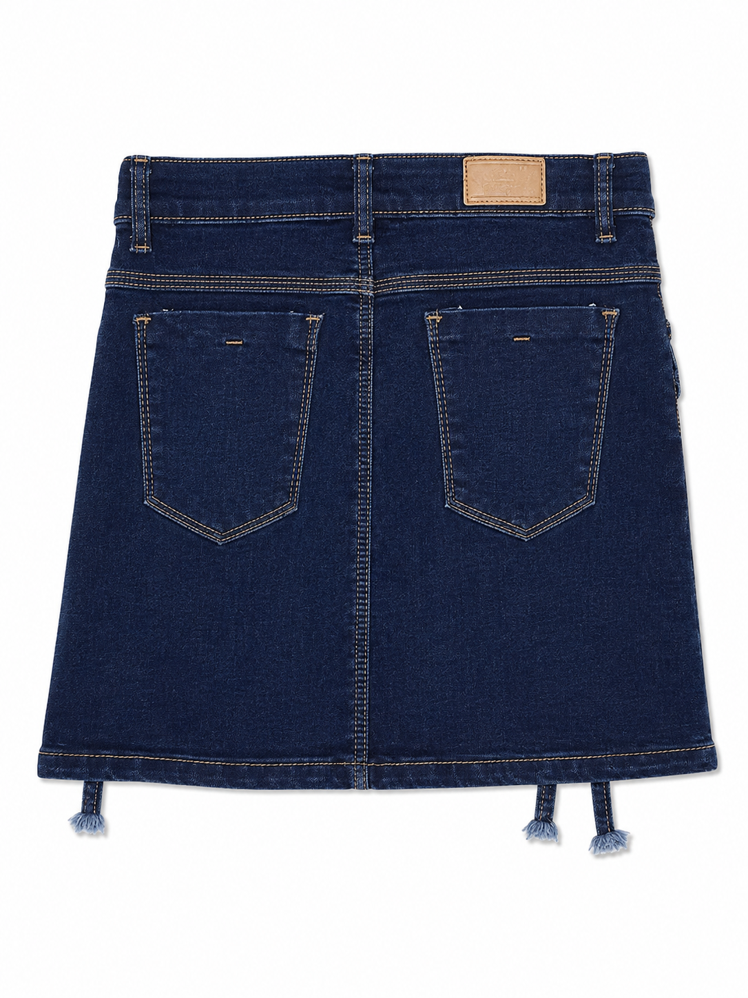 Falda de mezclilla cargo juvenil con bolsillos y cintas decorativas