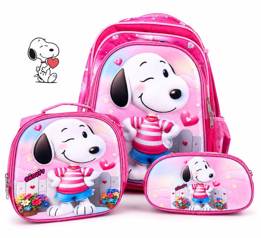 🎀 Set Mochila Escolar Sn@opy 3 Piezas 🐾💖
