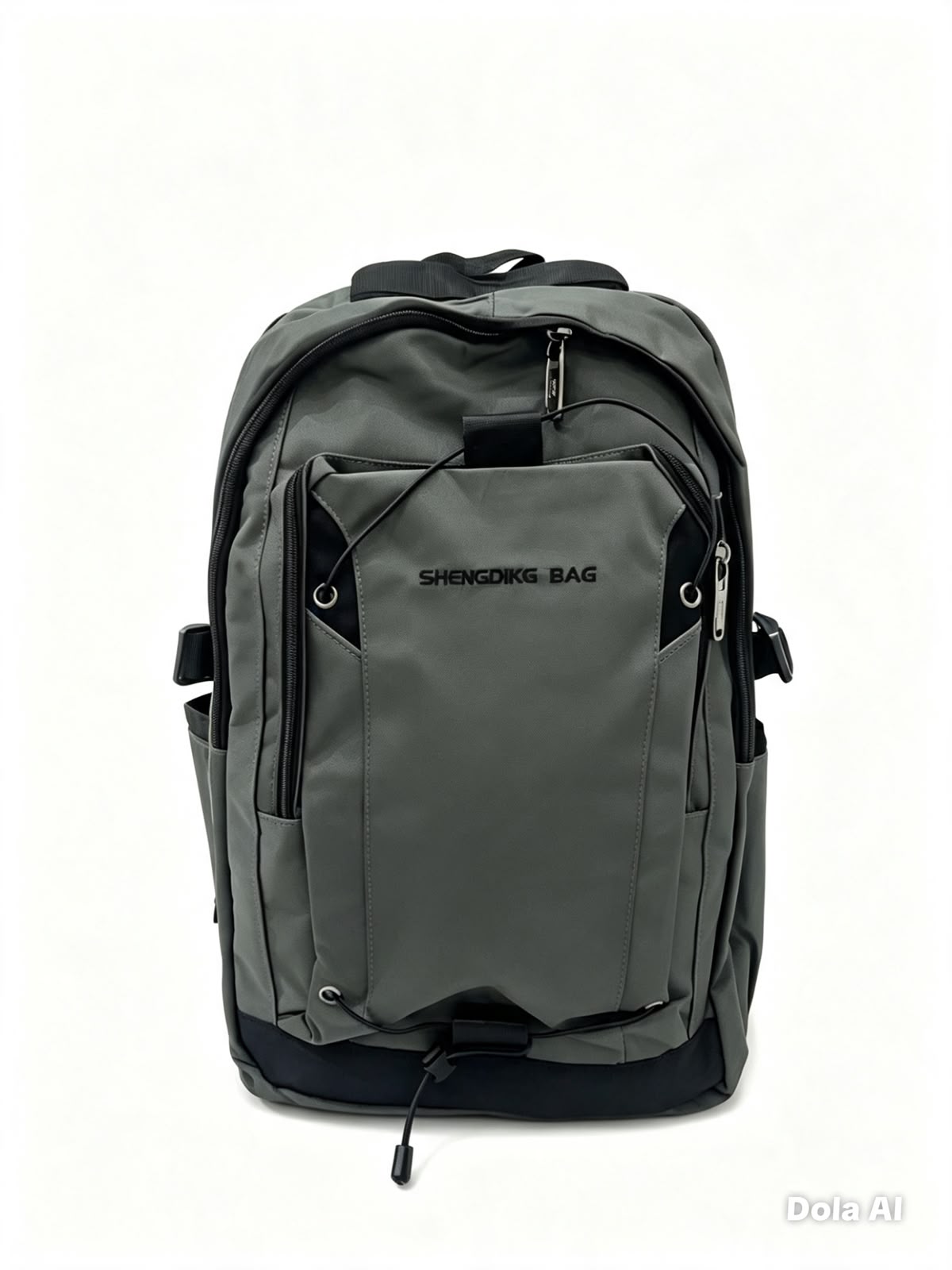 Mochila juvenil gris con diseño urbano