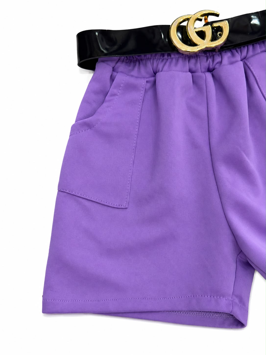 Short niña vestir color lila cinturón
