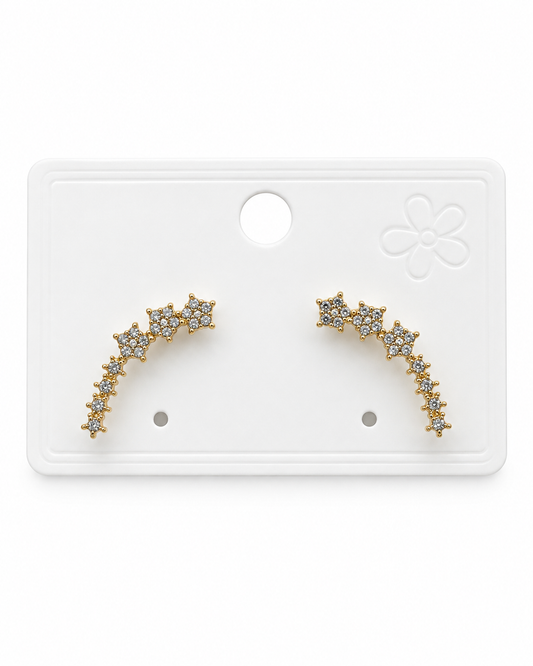Aretes Dama trepador dorado con cristales ✨