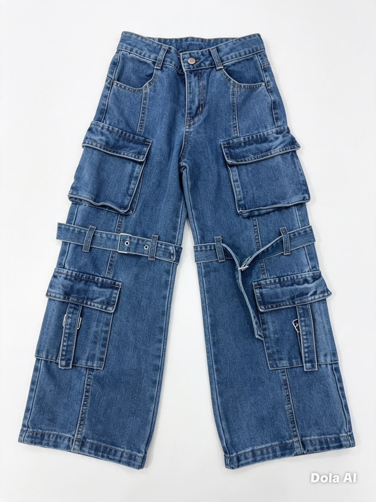 Pantalón niña cargo mezclilla con correas