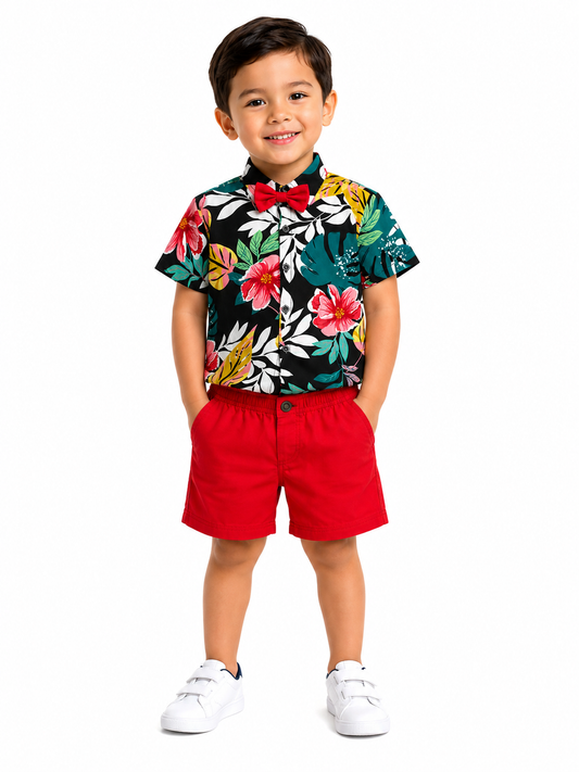 Set niño tropical con moño 🍃🌺