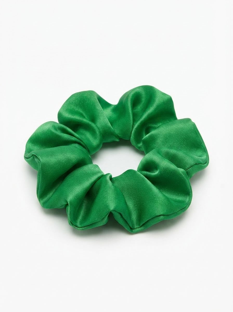 Liga cabello accesorio satinada verde