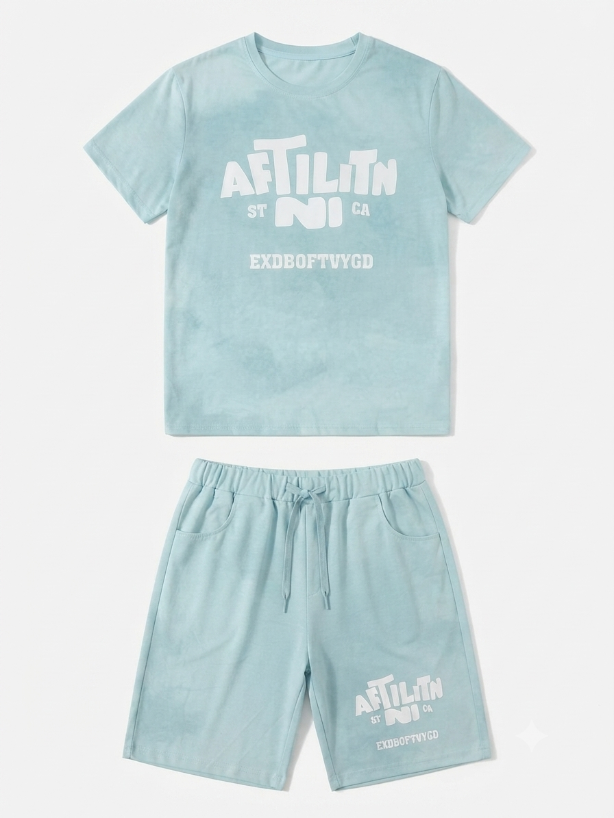 Set niño deportivo playera y short color azul cielo