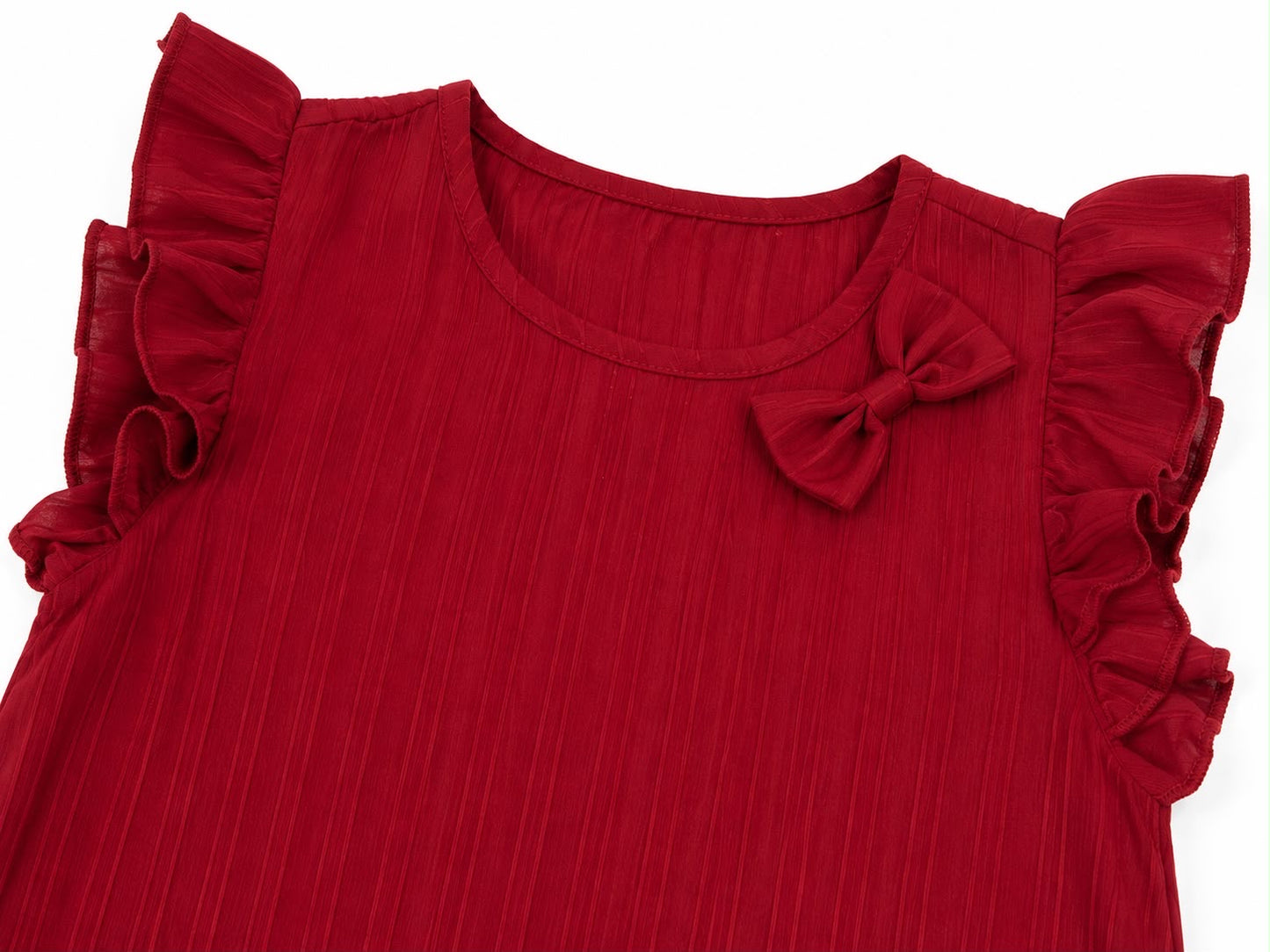 Vestido niña rojo de canale con Olanes y moño