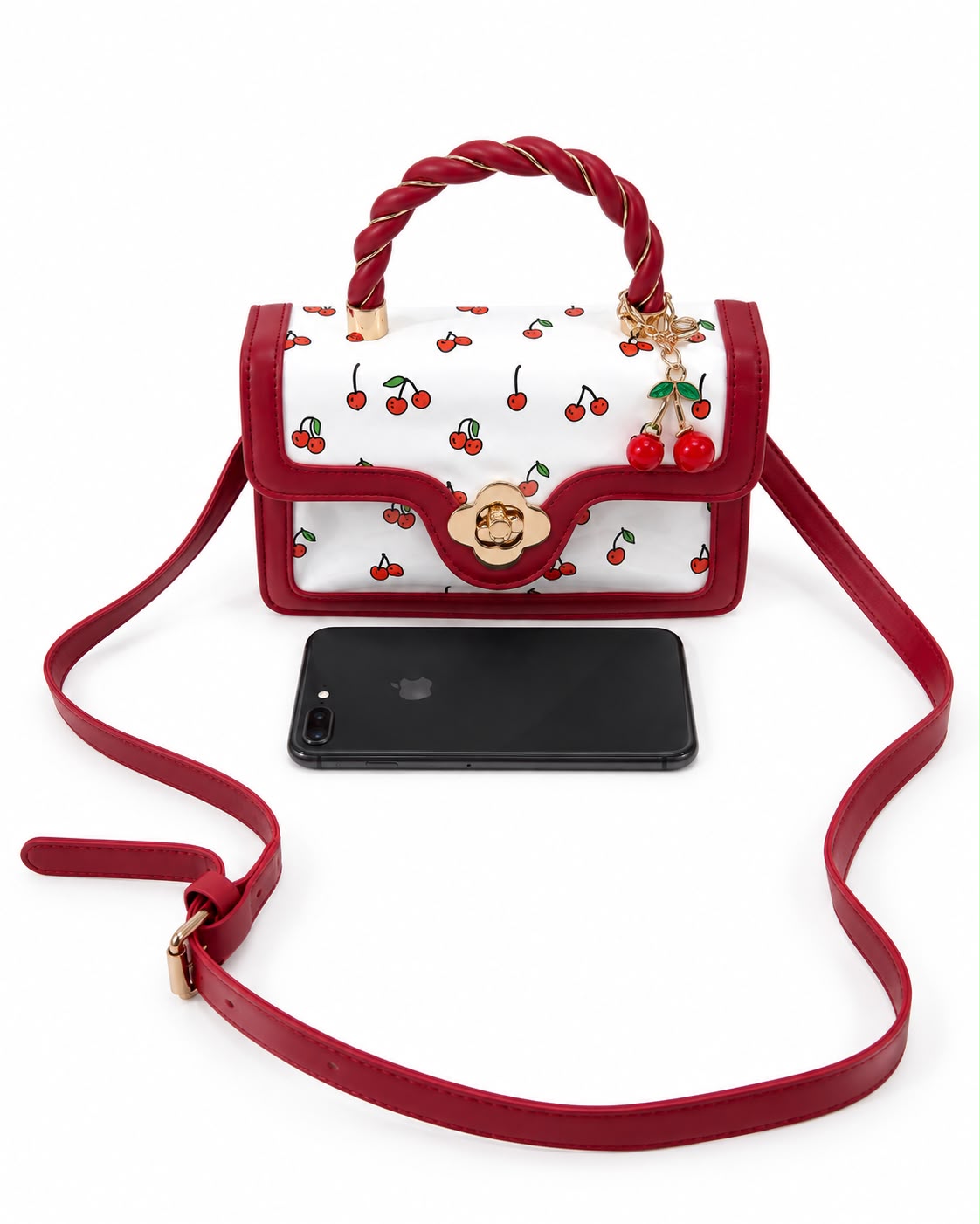 Bolsa dama con estampado de cerezas 🍒✨