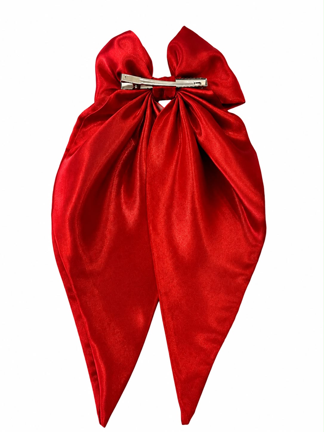 Moño coquette niña rojo satinado con caída larga 🎀❤️