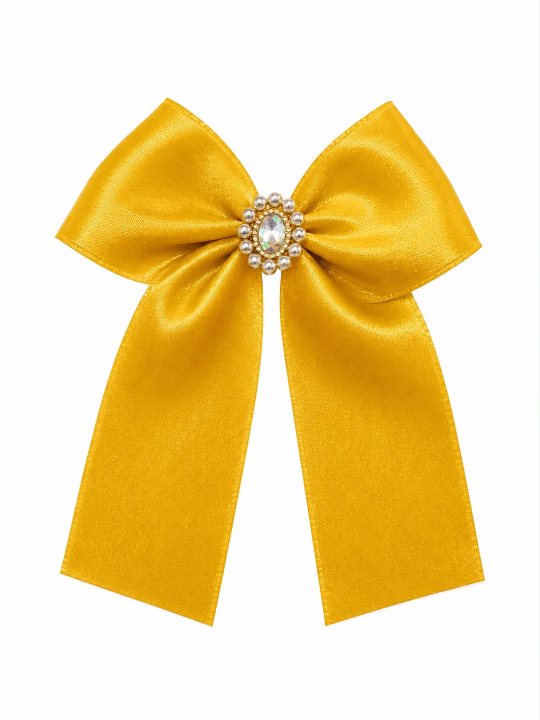 Moño niña dorado satinado con pedrería 🎀✨