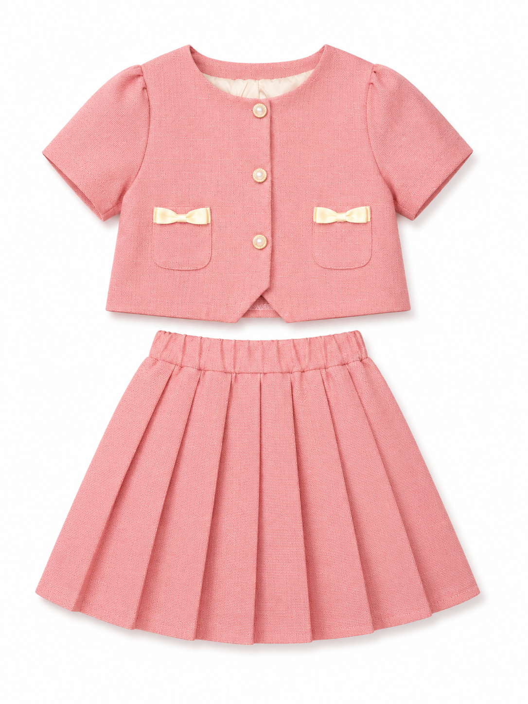 Set niña con chaqueta y falda plisada rosa