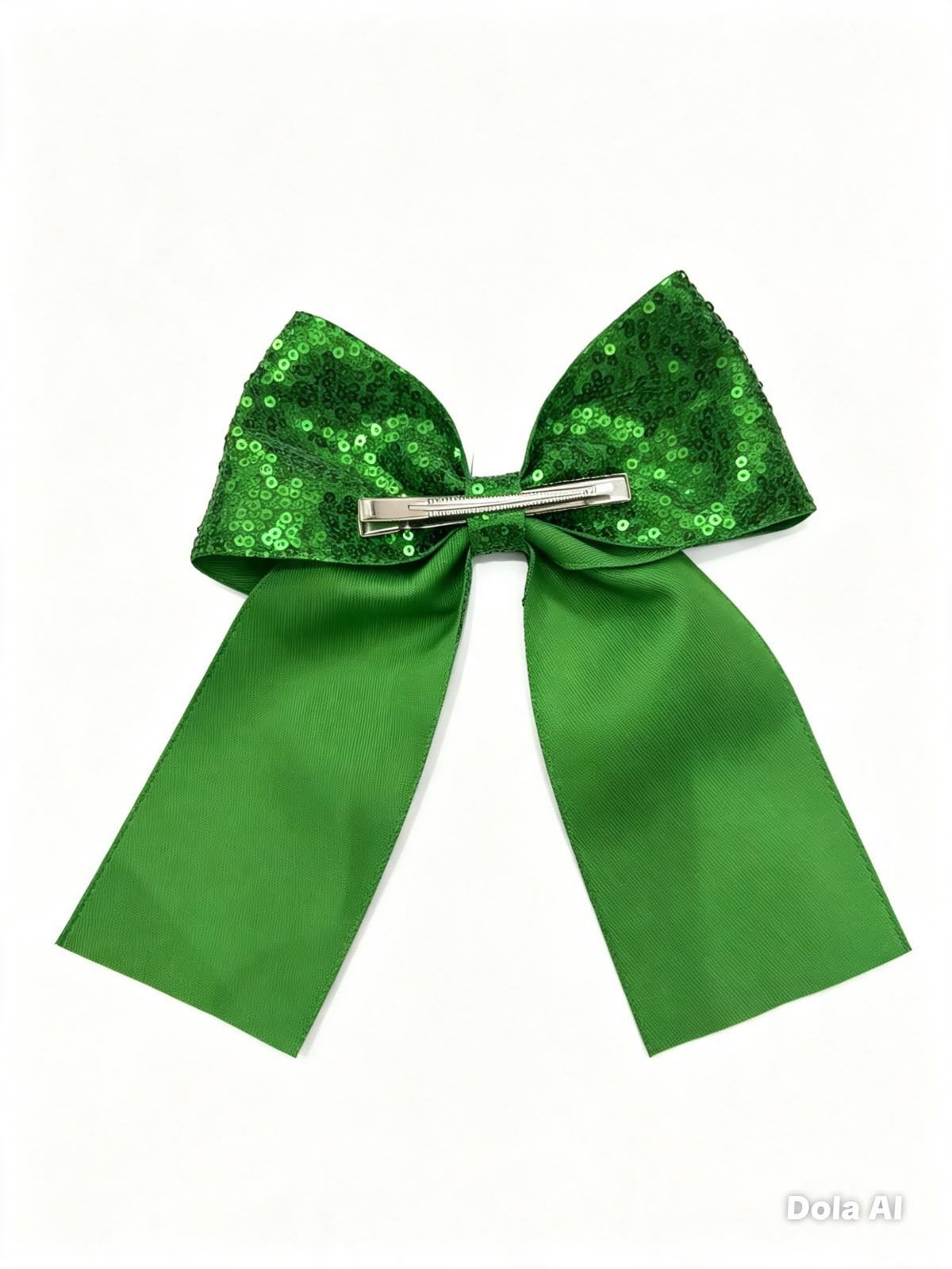 🎀 Moño niña verde con lentejuelas
