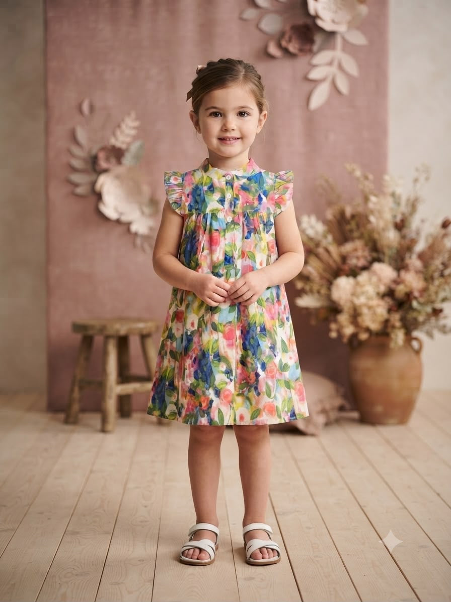 Vestido niña estampado floral multicolor