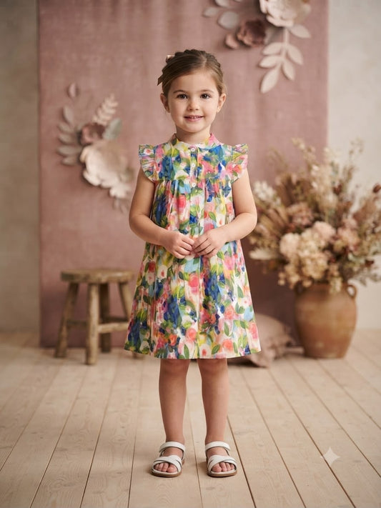 Vestido niña estampado floral multicolor