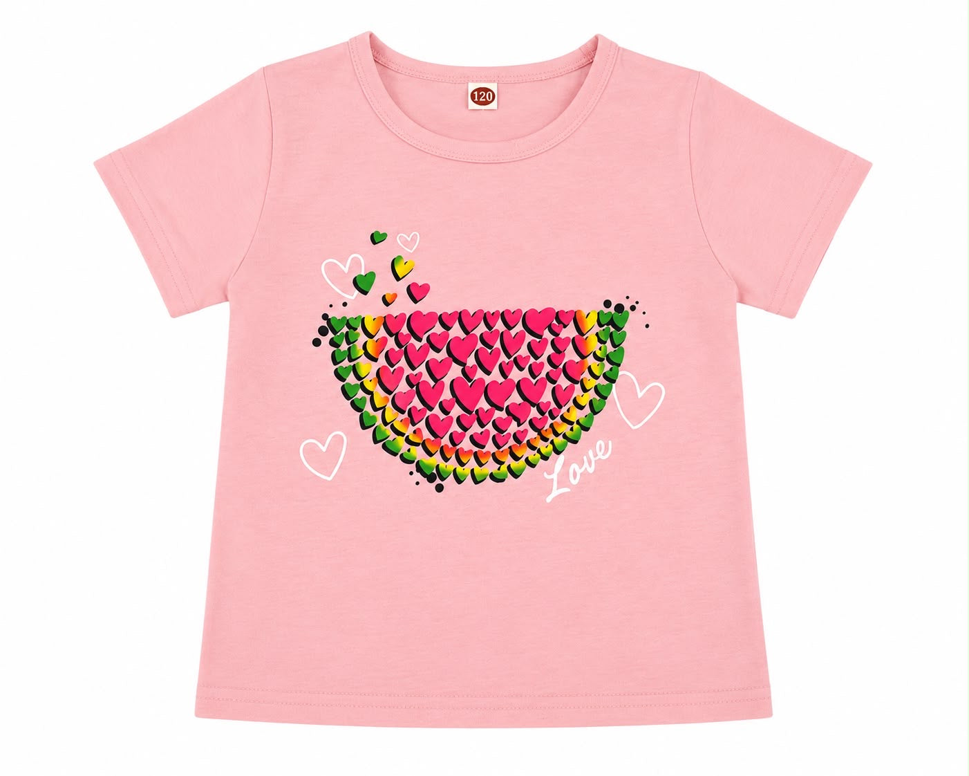 Blusa niña rosa con diseño de sandalia y corazones