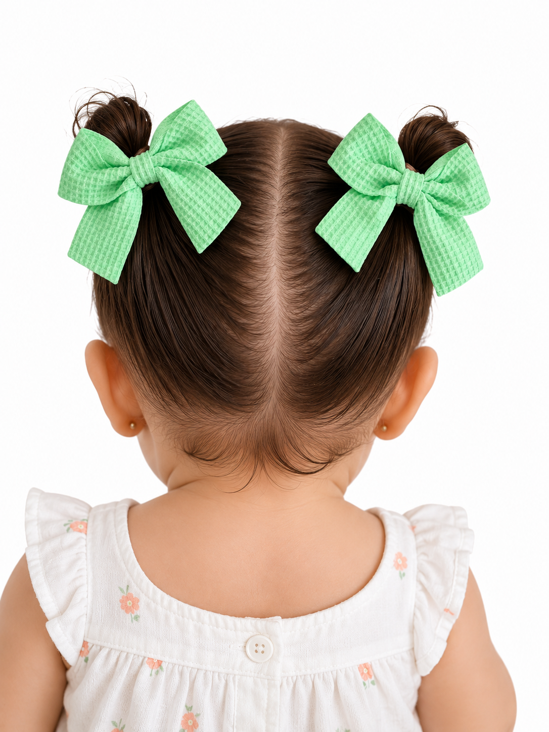 Moño par niña verde menta con textura