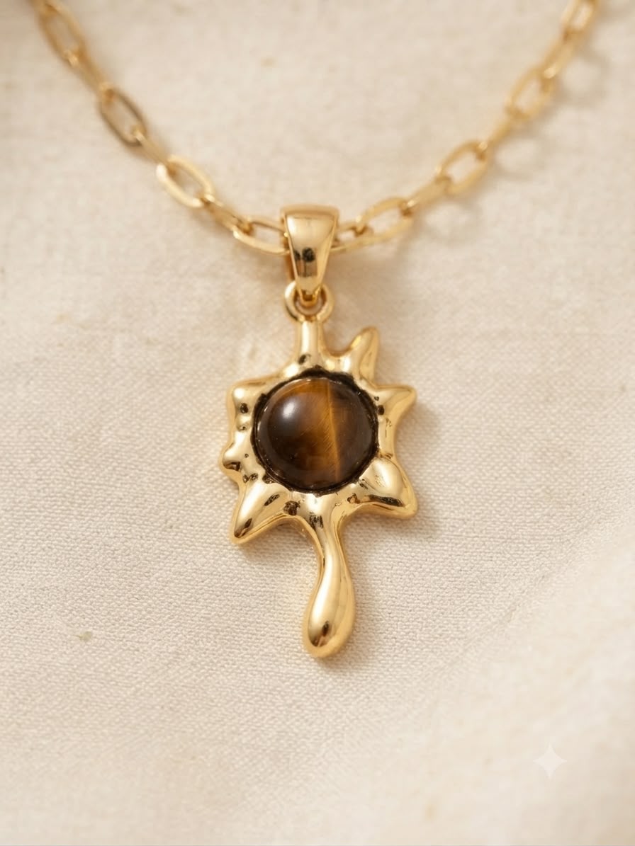 Collar accesorio dama – Girasol con piedra natural