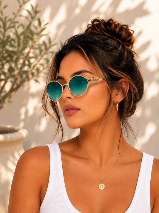 Lentes Dama redondo con armazón Dorado