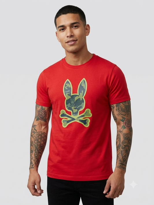 Playera caballero cuello redondo  roja PSYCH@ BUNNY