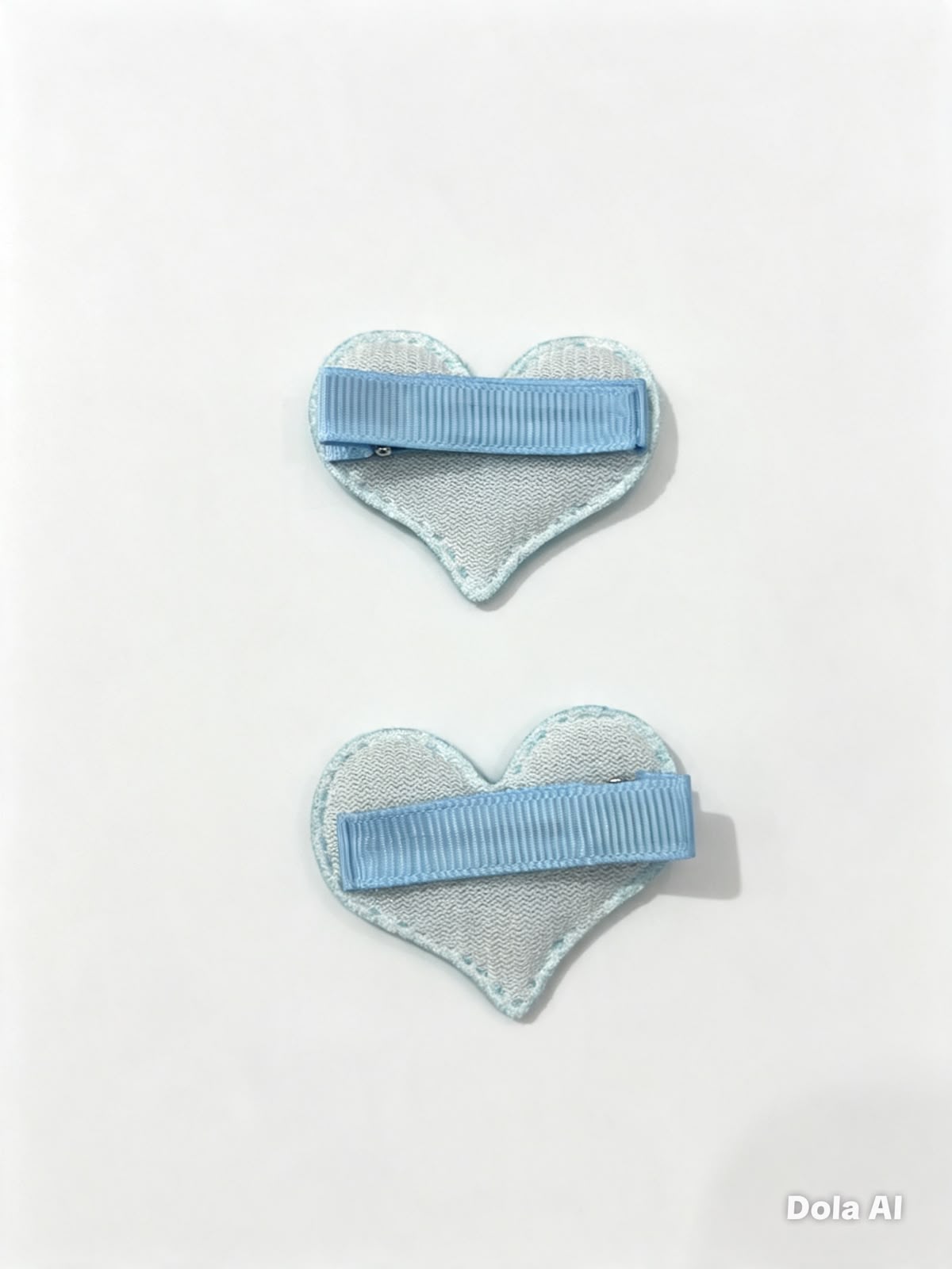 Moño Par Niña Corazón Azul con Lentejuelas