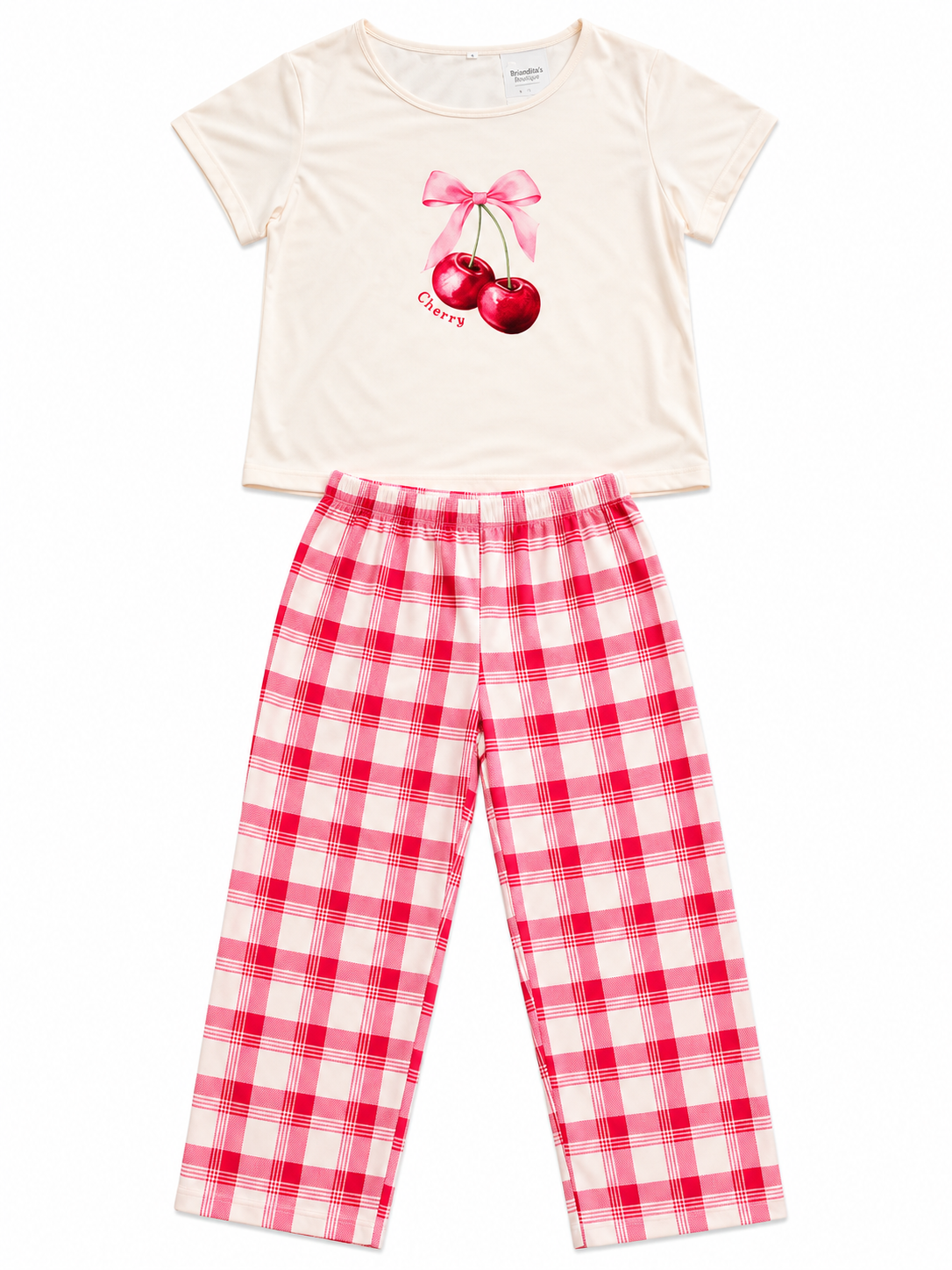 Pijama Dama Cherry Cuadros Rosa – Pantalón Largo