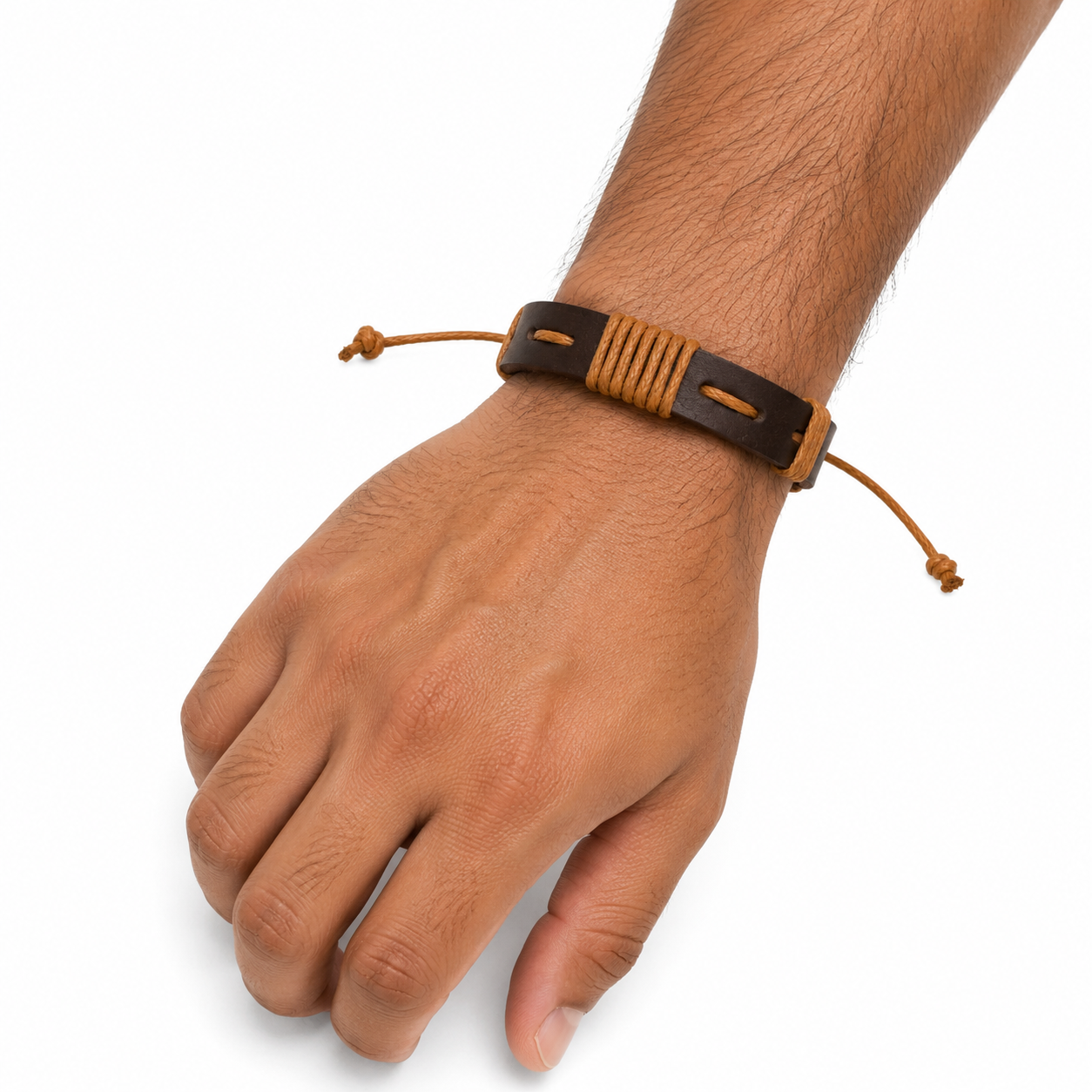 Pulsera caballero ajustable en tonos café y camel 🤎