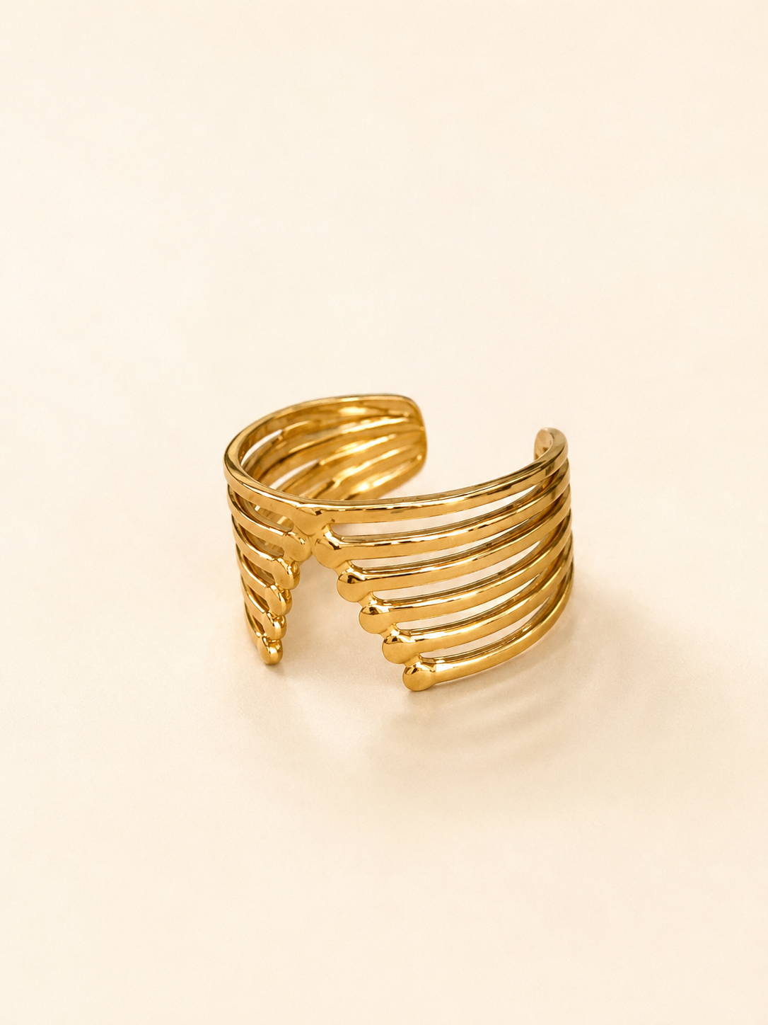 Anillo dama dorado de líneas múltiples ✨