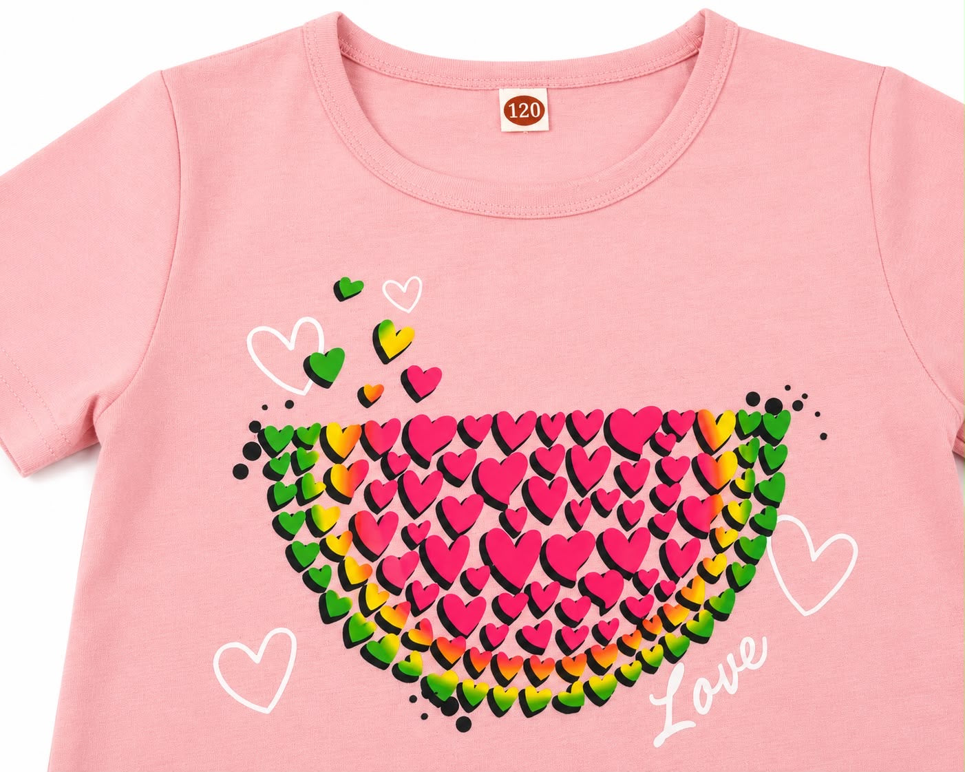 Blusa niña rosa con diseño de sandalia y corazones