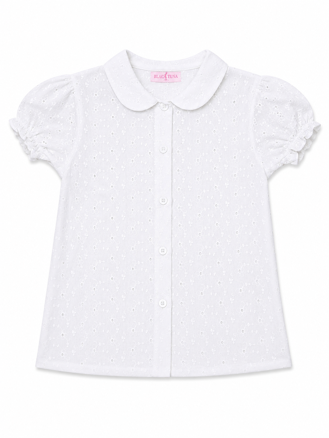 Set niña con blusa bordada y falda de mezclilla con tirantes