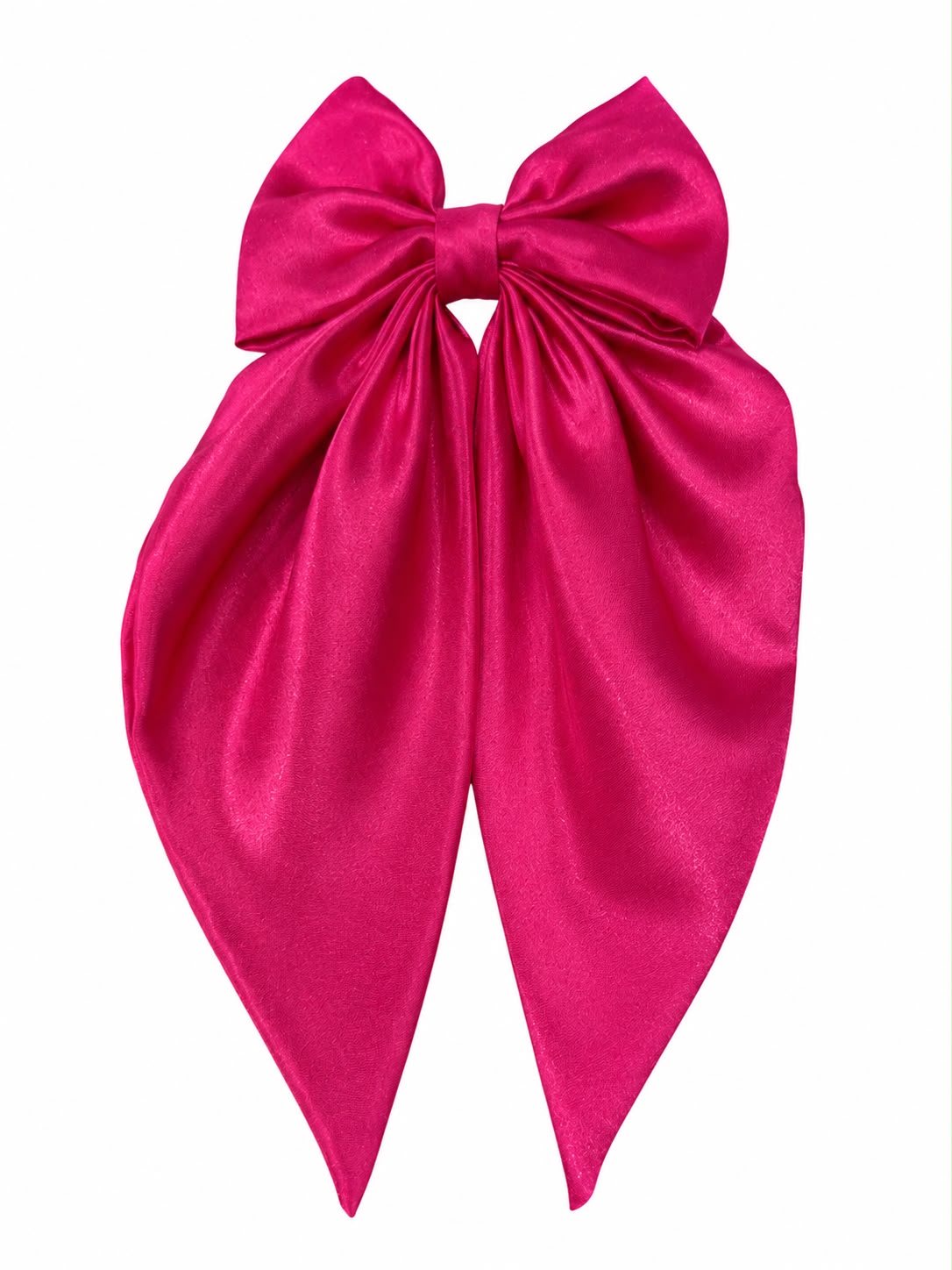 🎀 Moño coquette niña rosa fucsia satinado con tiras largas