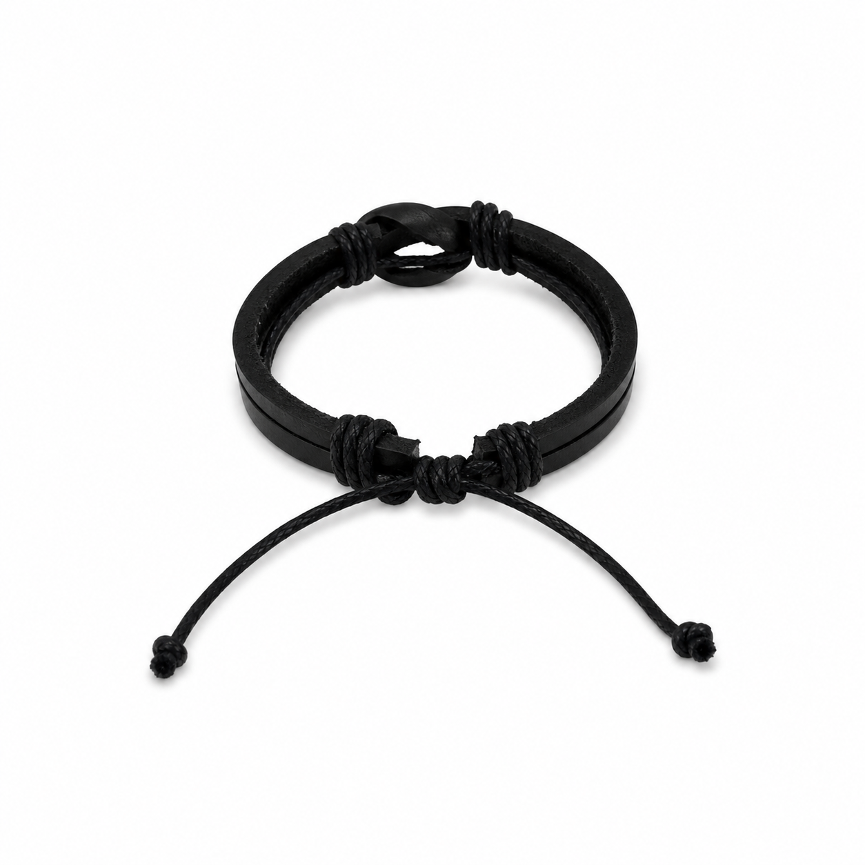 Pulsera Caballero Negra con Nudo Decorativo 🖤