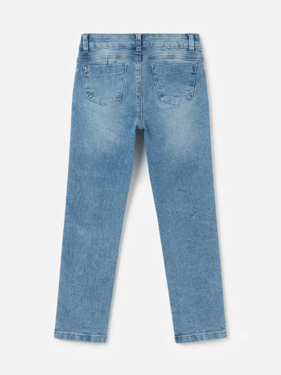 Pantalón niña mezclilla recto con brillos