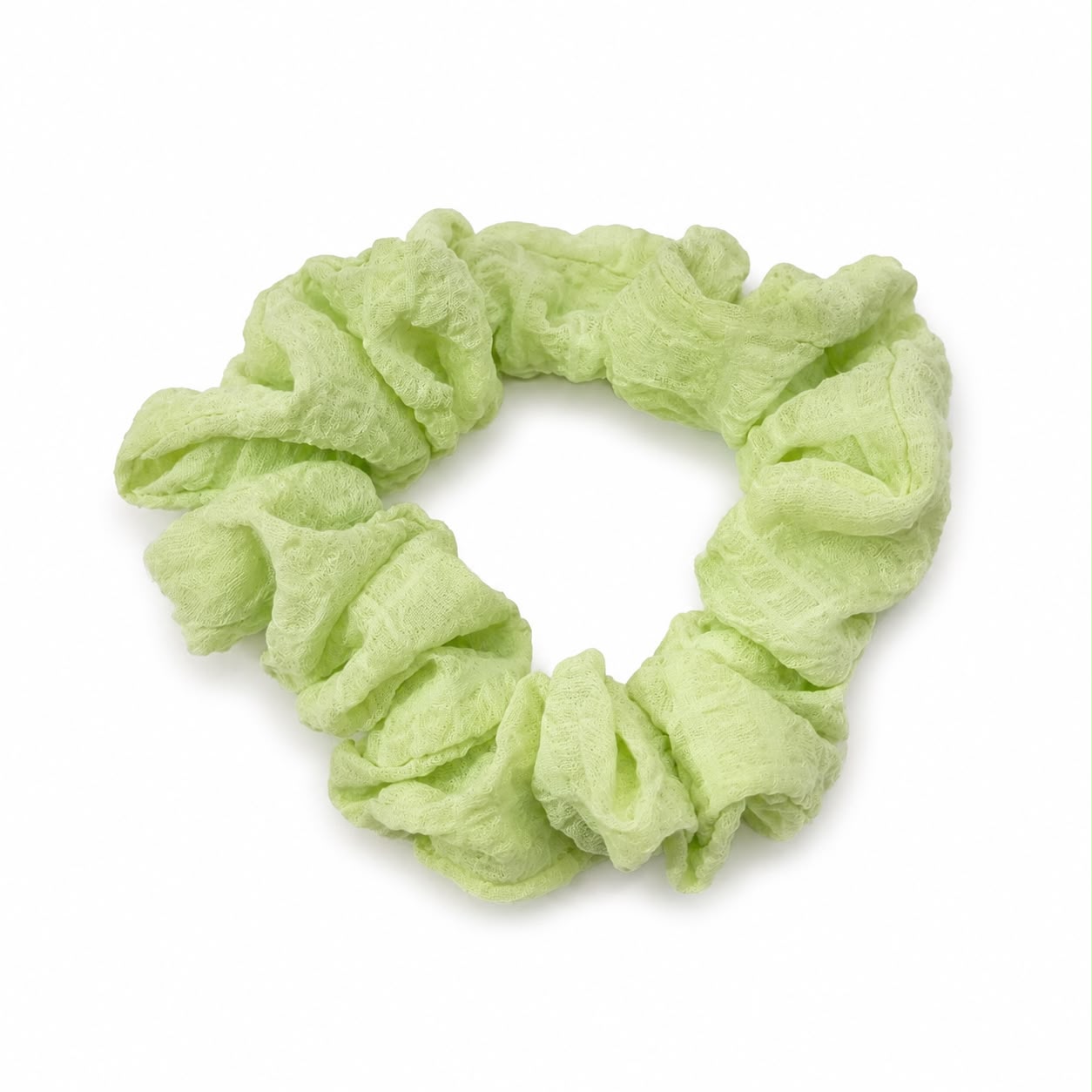 Liga cabello accesorio texturizada verde pastel