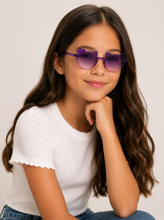 Lentes niña con diseño de gatito y flor