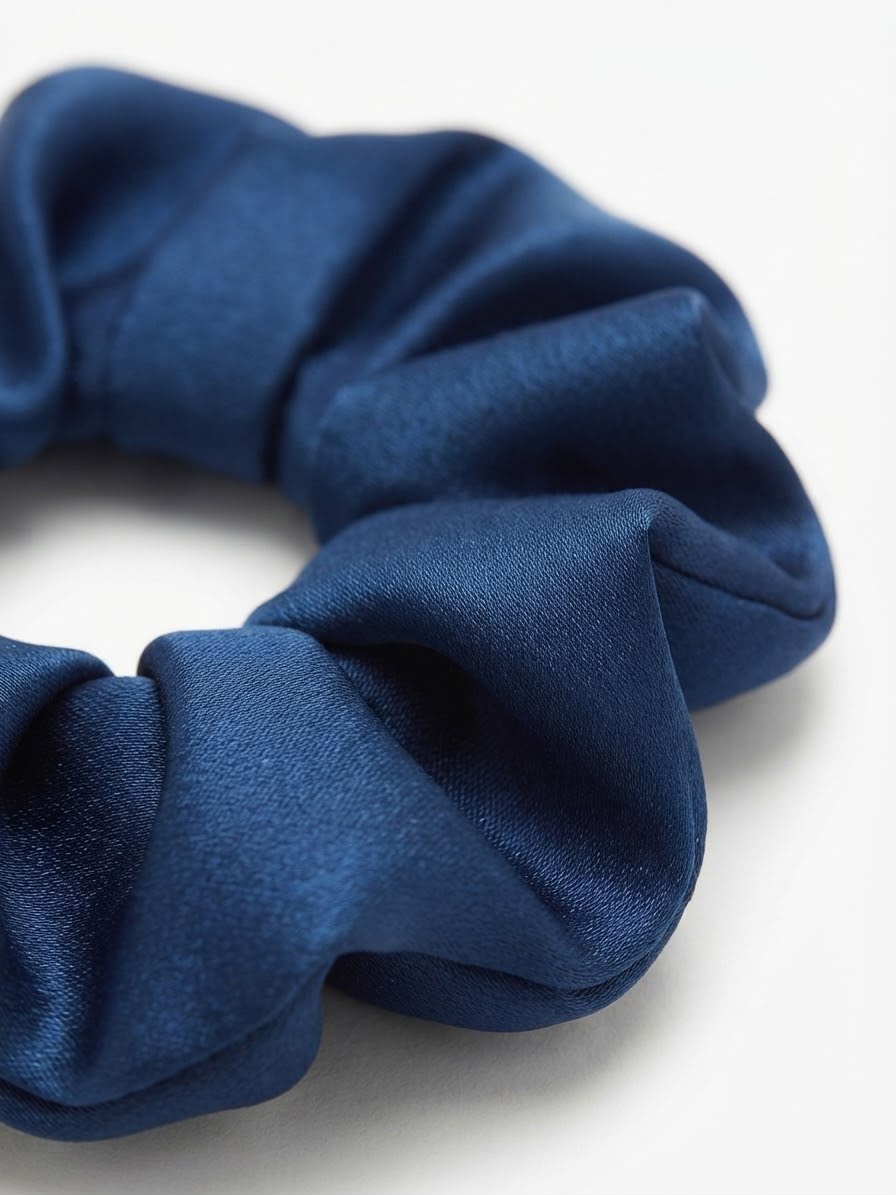 Liga cabello accesorio satinada azul marino