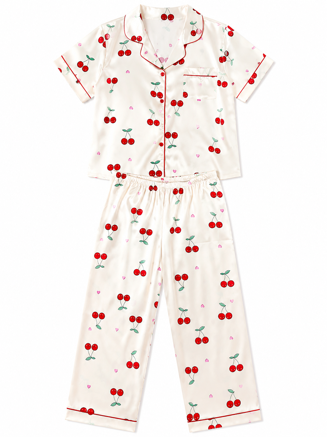 Pijama Dama Satinada Cerecitas 🍒✨