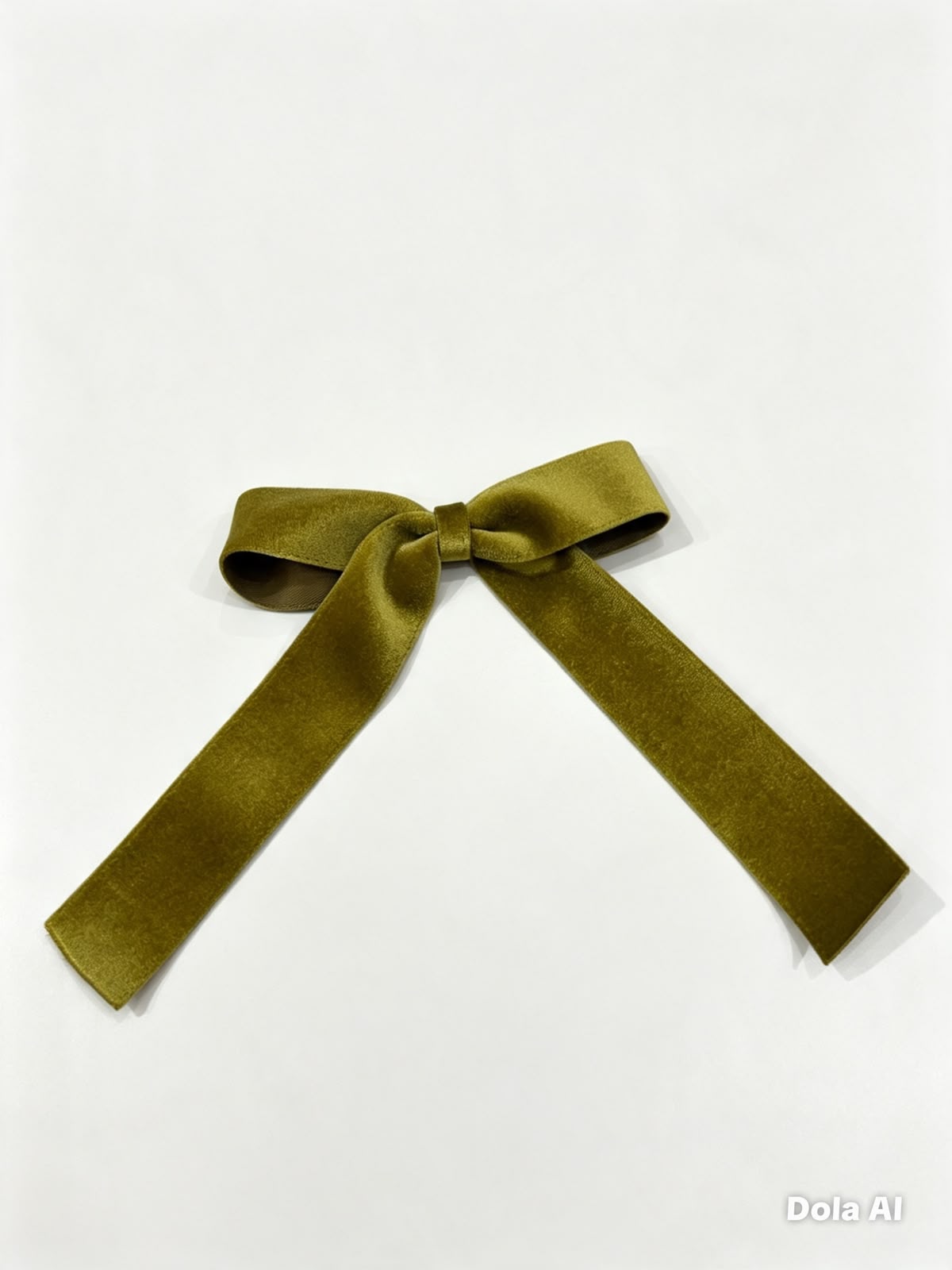 Moño niña verde olivo de terciopelo con tiras largas 🎀💚