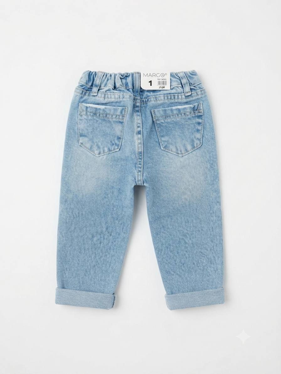 Pantalón niña de mezclilla con llavero de osito