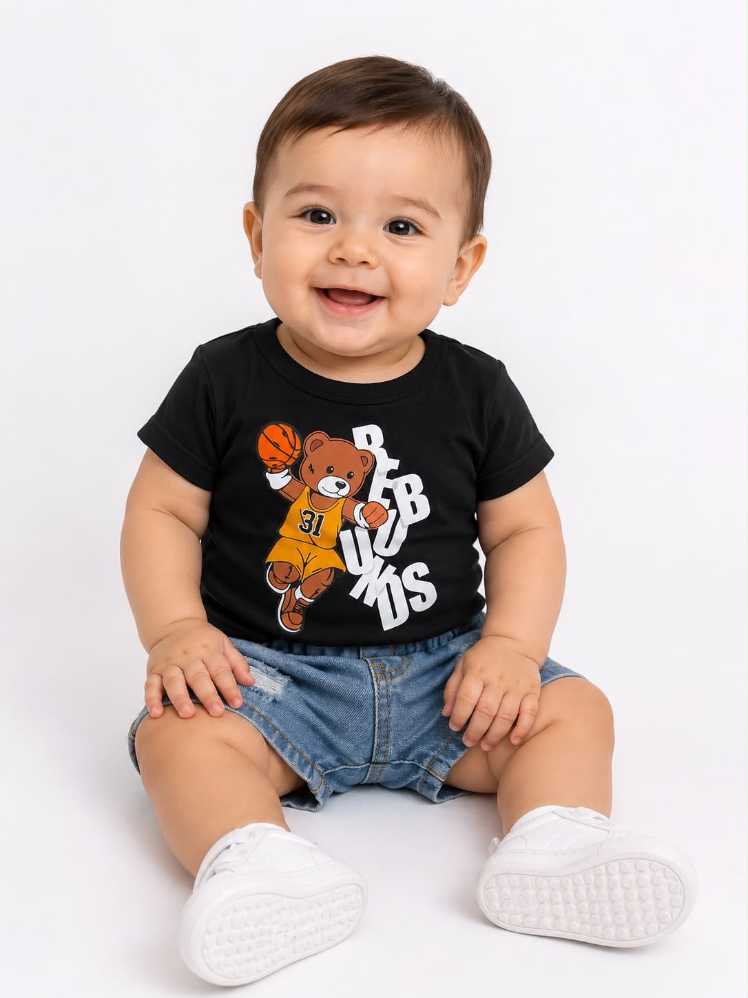 Set niño playera oso básquet con short mezquilla