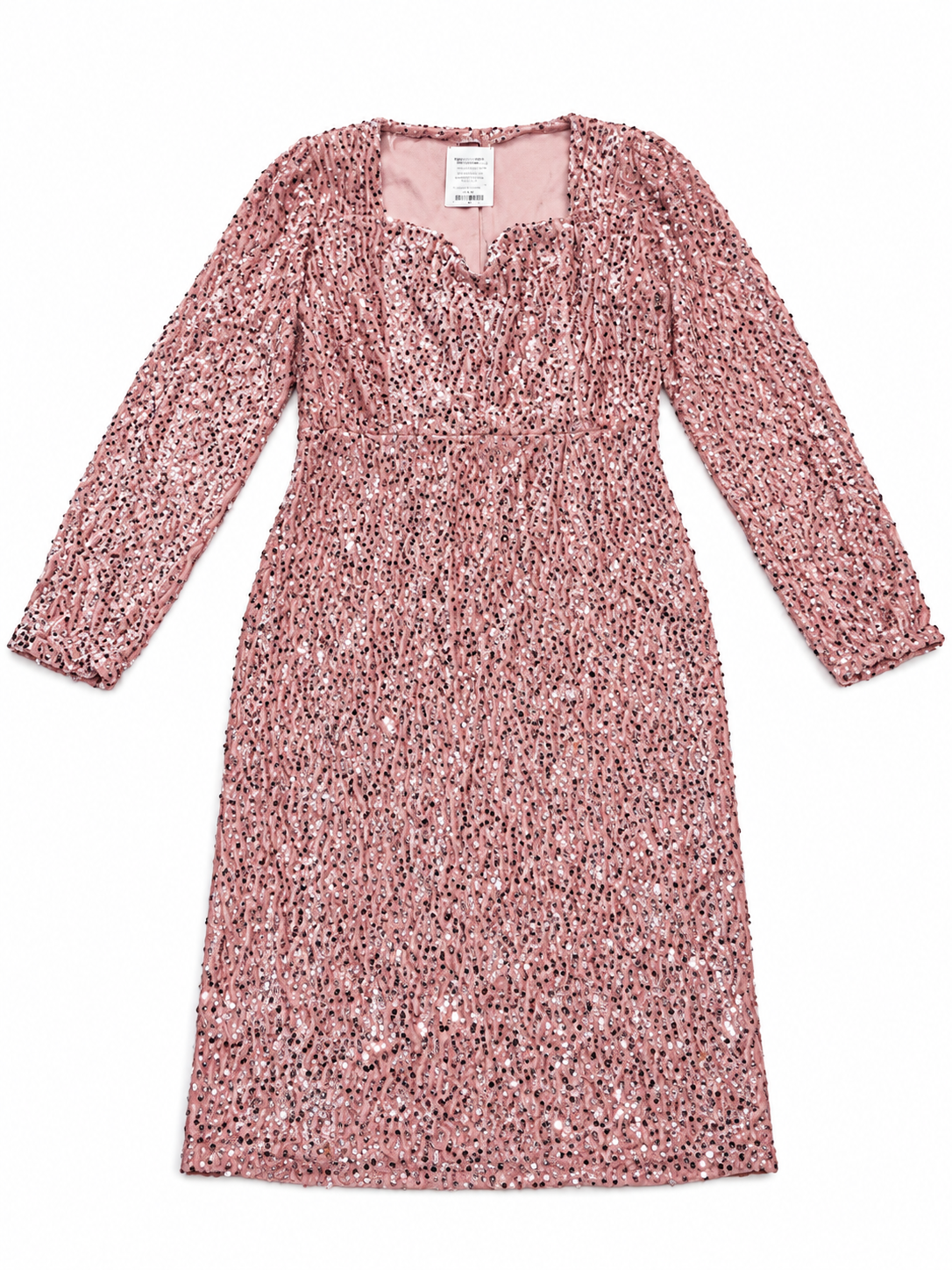 Vestido dama con lentejuelas y manga larga