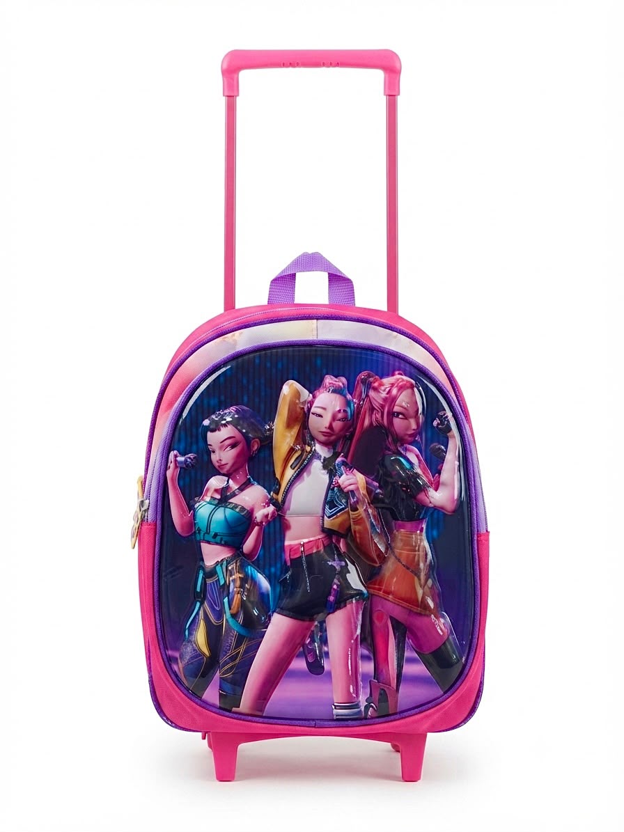 Mochila escolar infantil Guerreras Cantantes con carrito para kínder