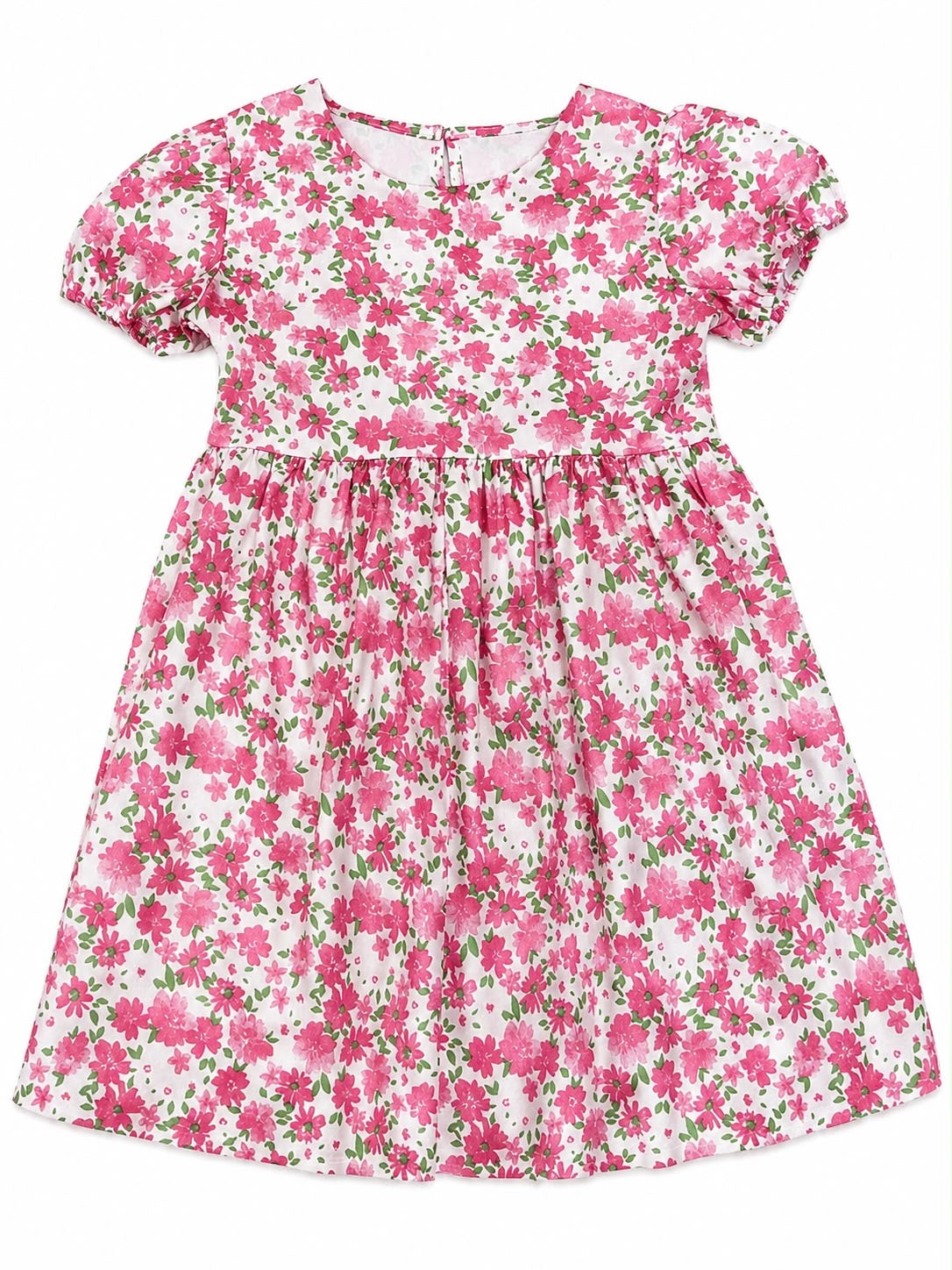 Vestido niña floral rosa con falda amplia hermoso