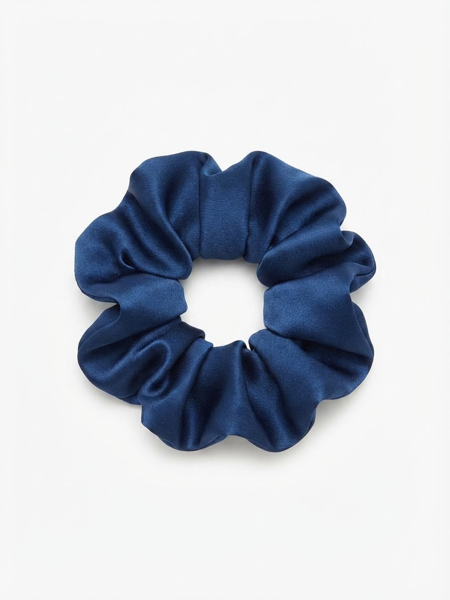 Liga cabello accesorio satinada azul marino