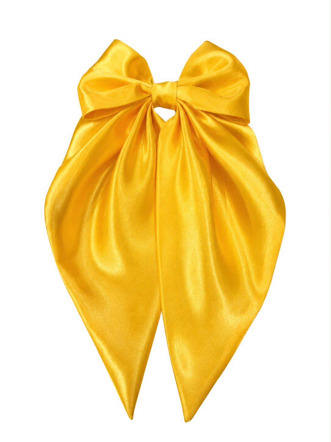 Moño coquette niña amarillo satinado con tiras largas