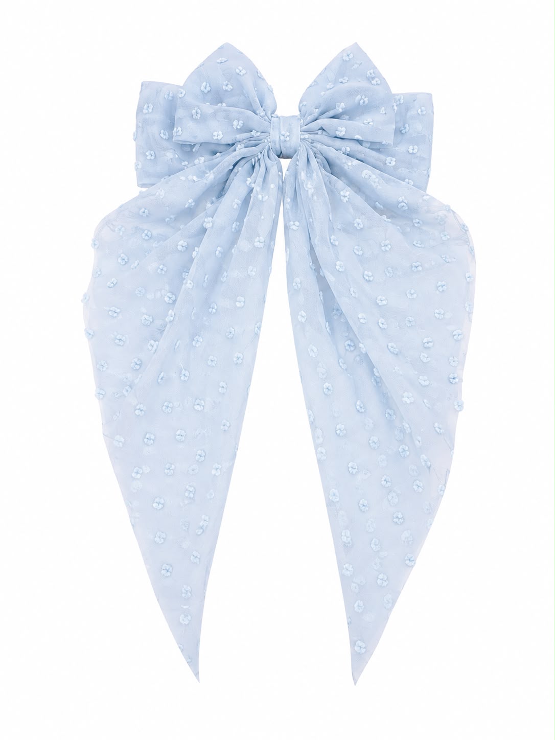 Moño coquette niña azul cielo con flores y tirantes largos 🎀🩵🌸