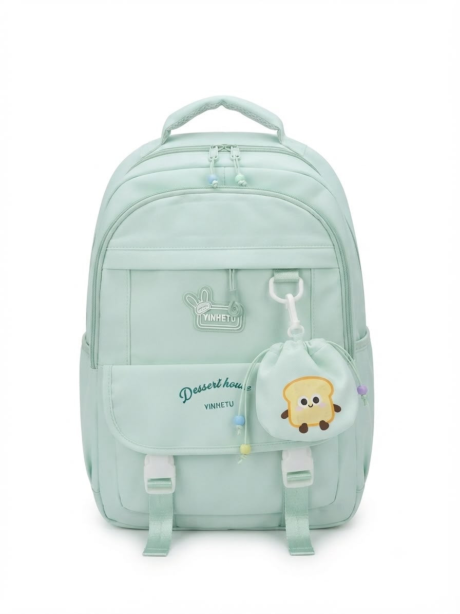 Mochila juvenil verde menta con monedero 🎒💚