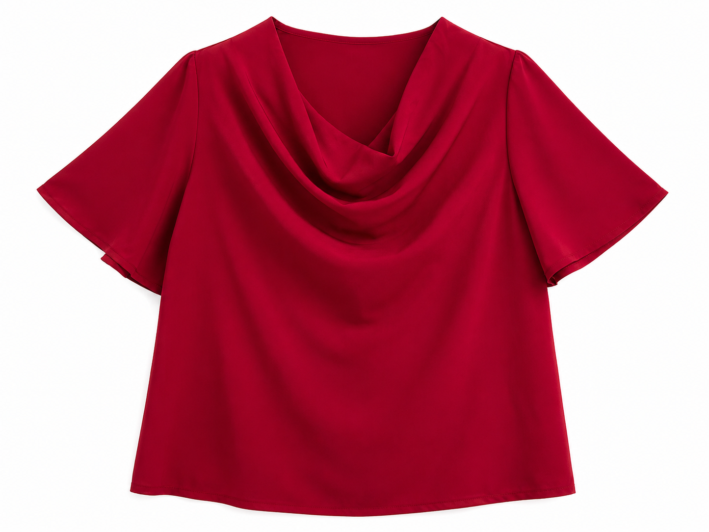 Blusa Dama Escote Cascada Roja