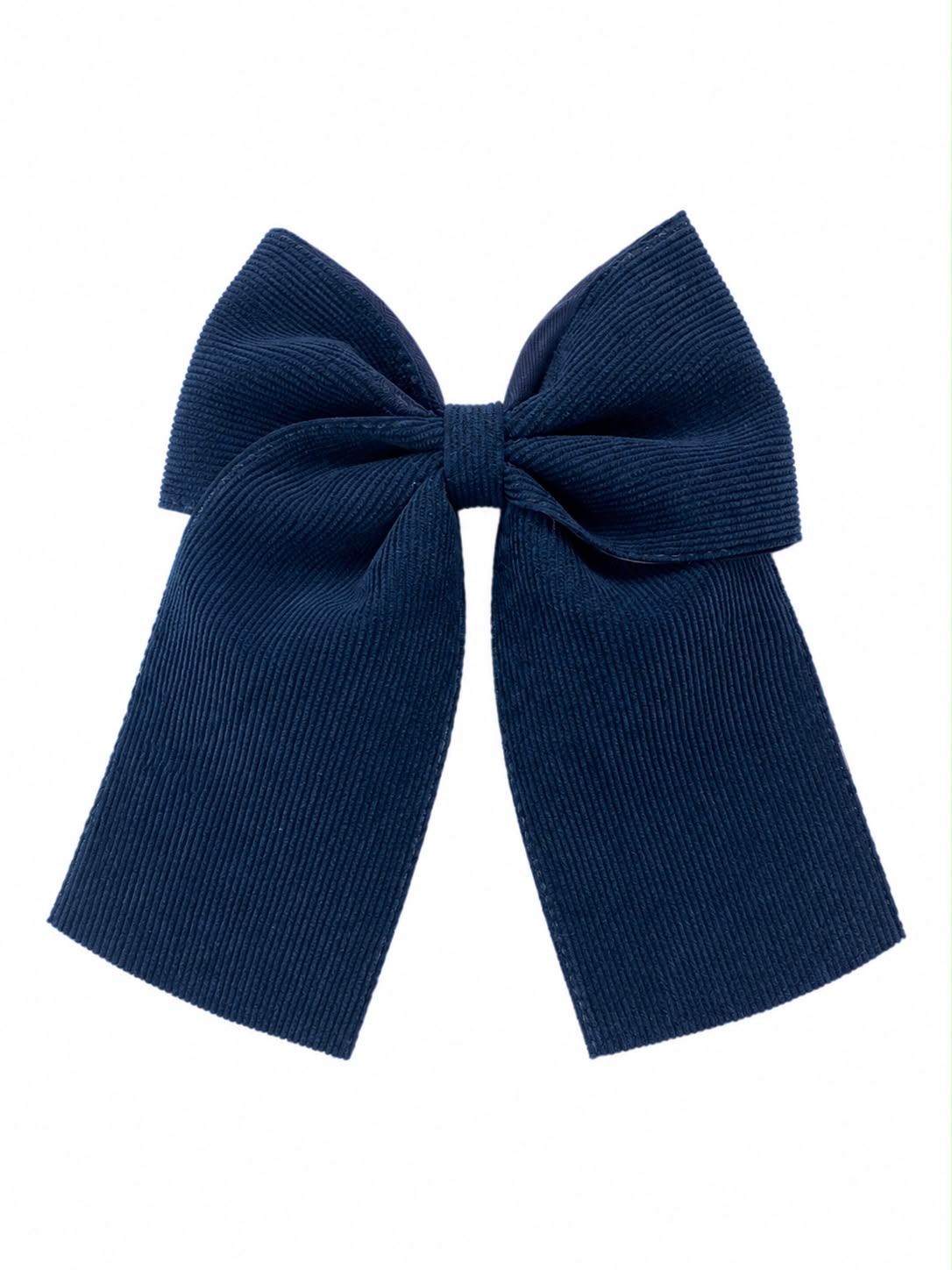 Moño niña azul marino con textura y tiras largas
