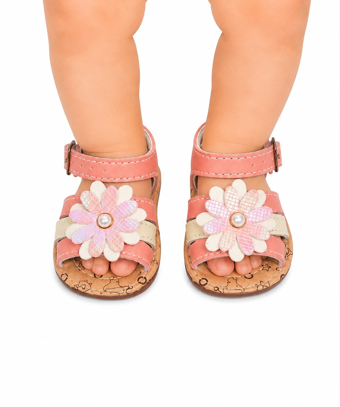 Huaraches niña OFERTA con flor en relieve