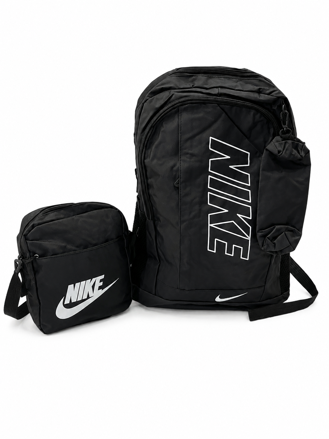 Set Mochila juvenil deportiva negra con estuche organizador y lapicera