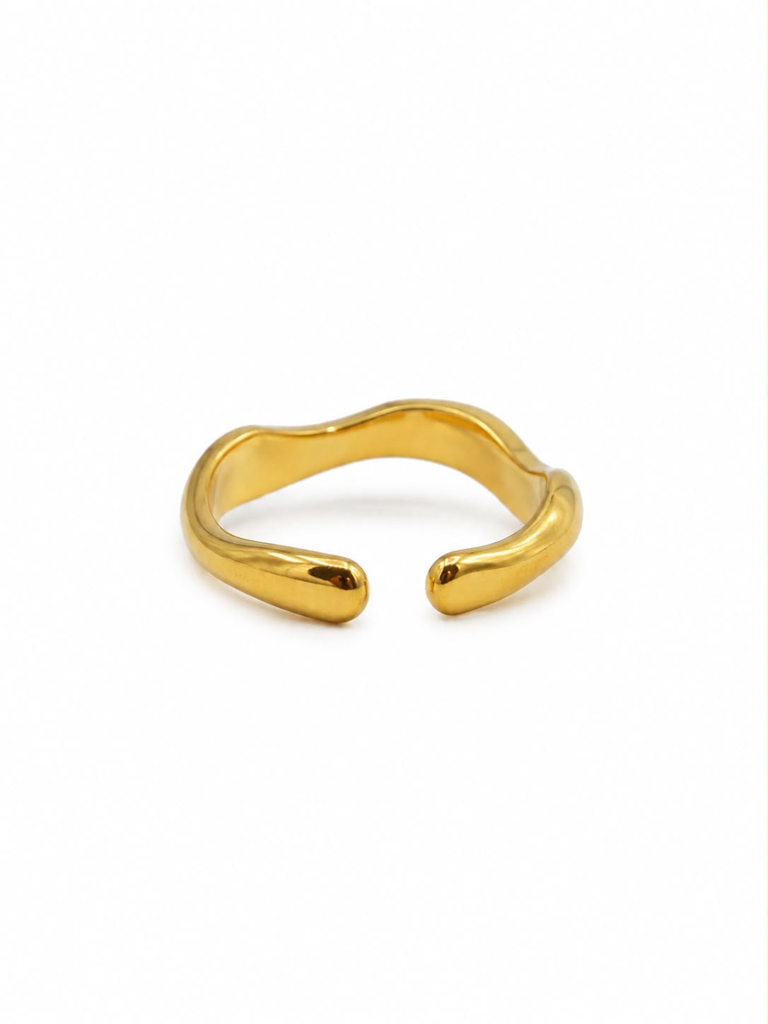Anillo Dama dorado diseño ondulado